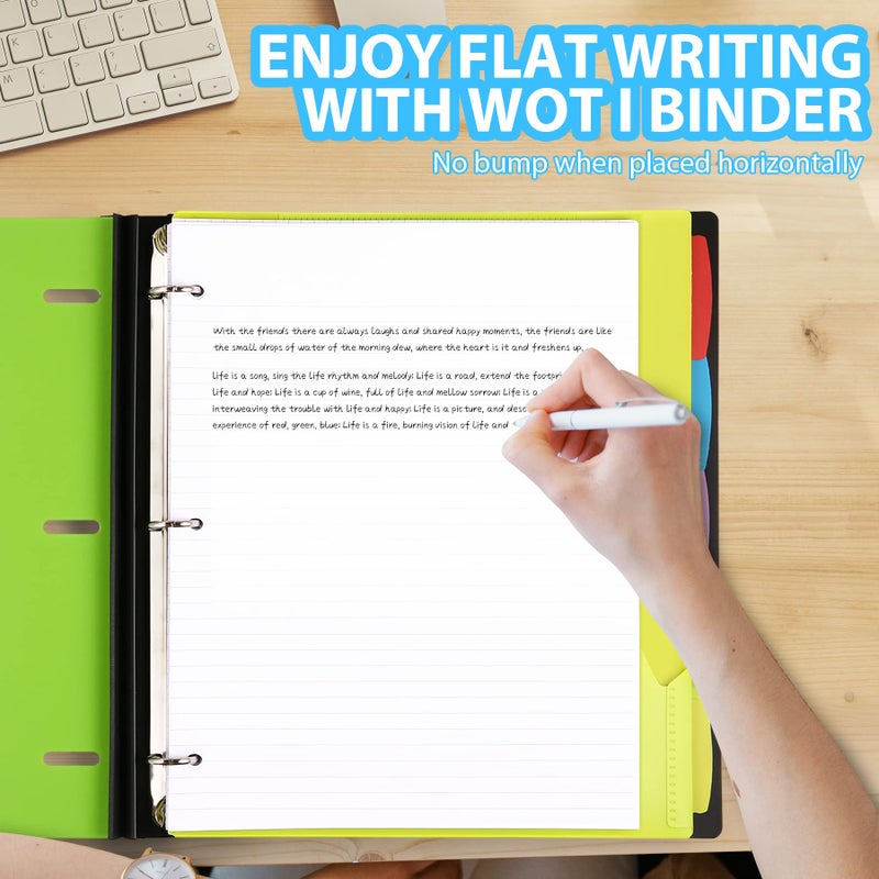 ووت آي WOT I 2-Pack Telescoping 3 Ring Binder Notebooks - غطاء قابل للتخصيص، 5 فواصل ومجلد جيب في منظم واحد رفيع (60 ورقة متضمنة)، أخضر - Image 4